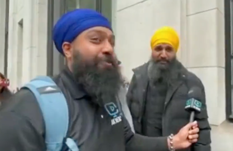 Hinduphobia in the West: Khalistani extremists pour gau mutra over the Indian flag and ask UK PM Rishi Sunak to drink it, video goes viral